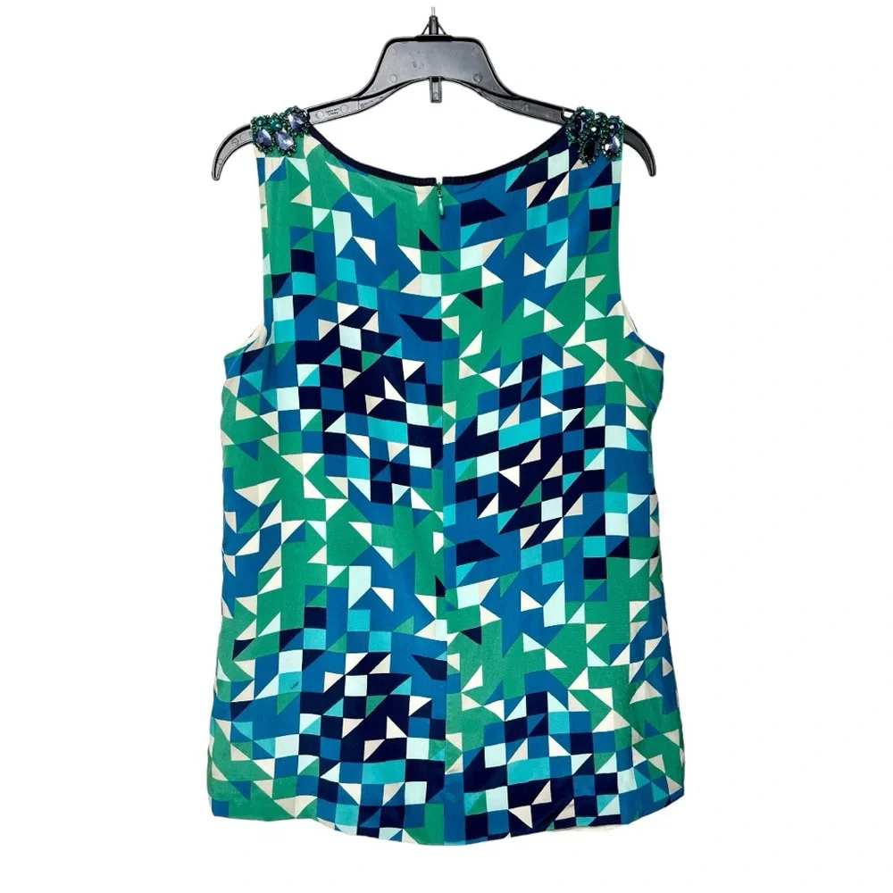 Tory Burch Embellished Silk Sleeveless Blouse‎ Size 4